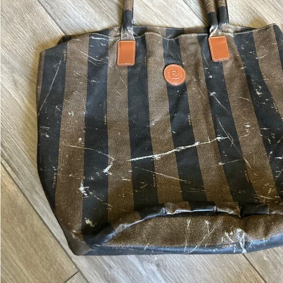 Vintage Fendi Pequin Stripe Small Tote - Picture 2 of 16